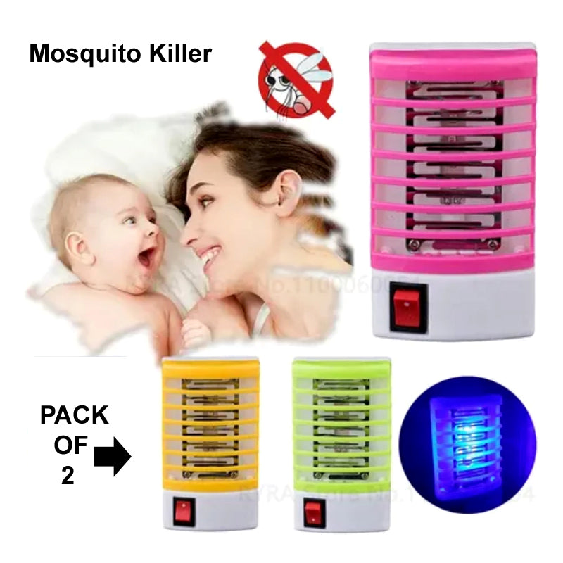 Set of 2 – Mini Electric Mosquito Killer Lamp – LED Light Insect Trap for Indoor Use – Safe, Noiseless & Chemical-Free