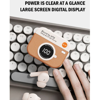 X73 Retro Camera Design TWS Wireless Earbuds – Hi-Fi Stereo Sound, ENC Noise Cancellation, Digital Display and IPX4 Waterproof