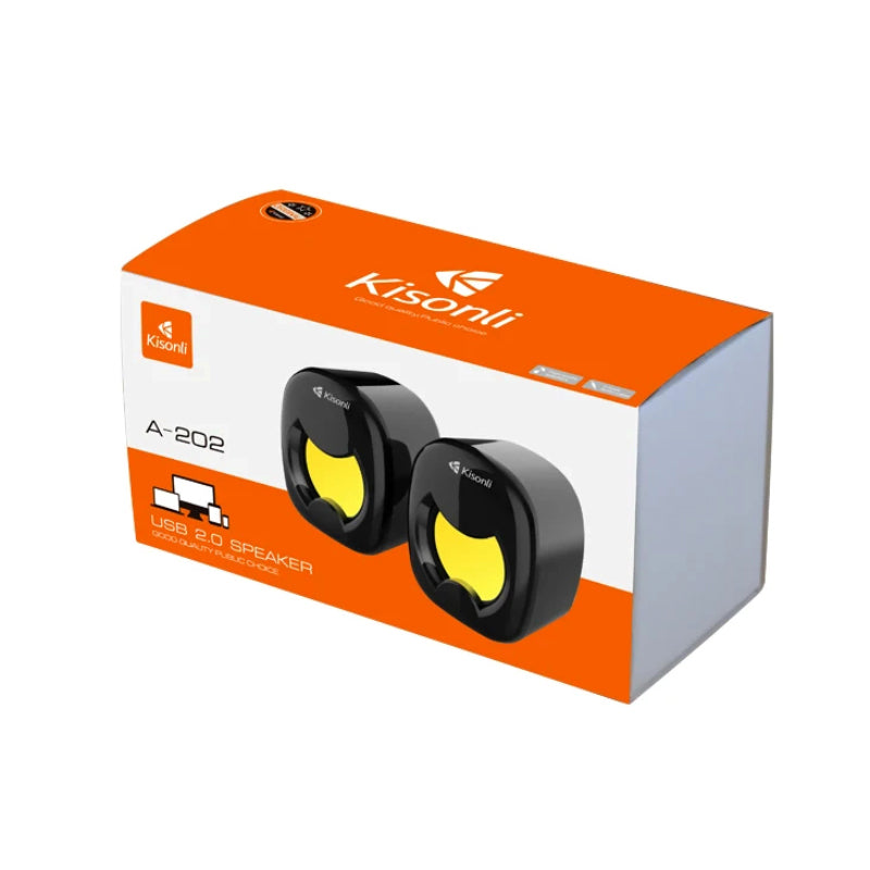Kisonli A-202 Compact Stereo USB 2.0 PC Speakers with Deep Bass and AUX Input