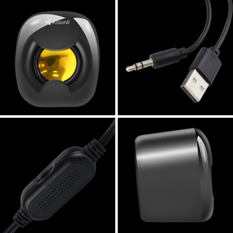 Kisonli A-202 Compact Stereo USB 2.0 PC Speakers with Deep Bass and AUX Input