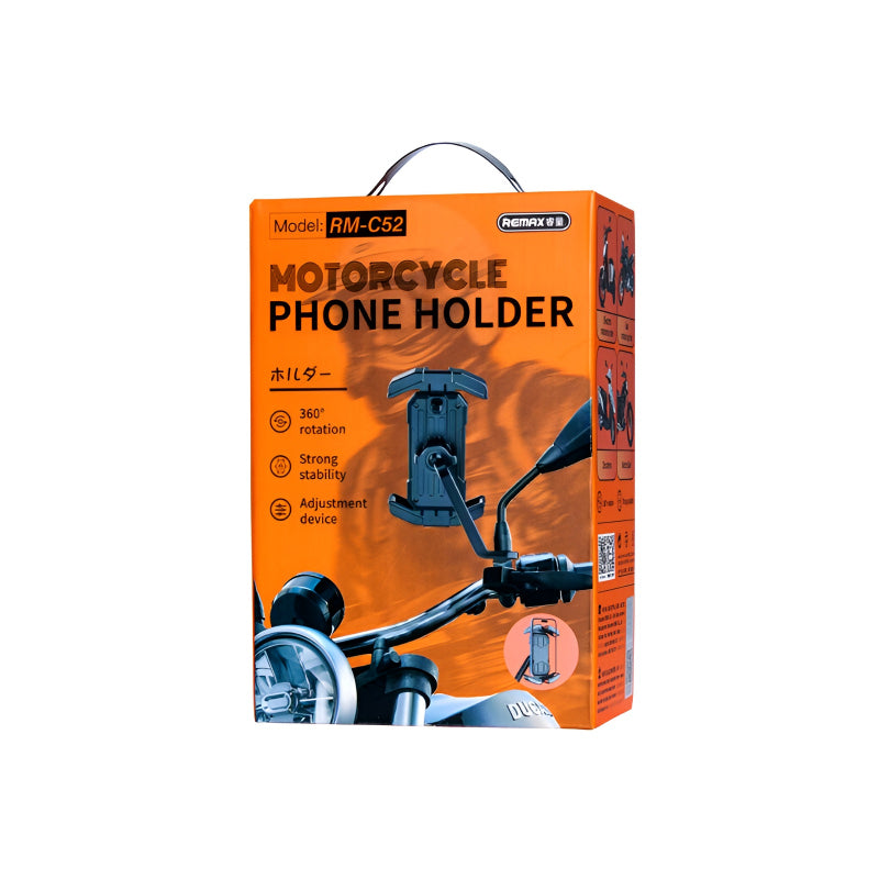 Remax RM-C52 Motorcycle Mount – Secure Grip & 360° Rotation Phone Holder
