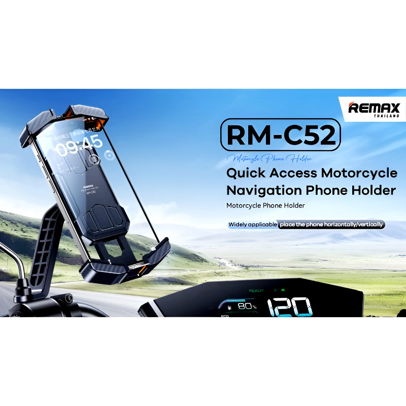 Remax RM-C52 Motorcycle Mount – Secure Grip & 360° Rotation Phone Holder